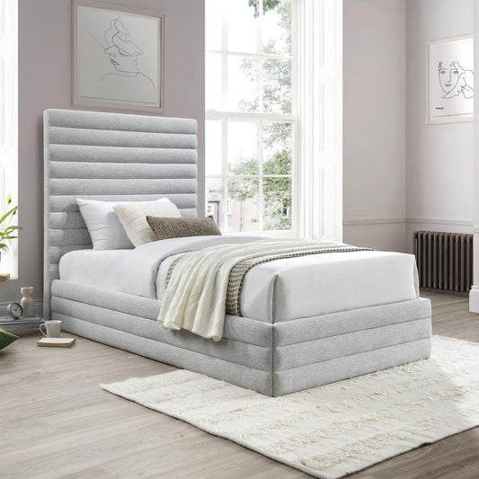 Meridian Furniture - Maxwell Grey Linen Textured Fabric Twin Bed - MaxwellGrey-T veiw 2