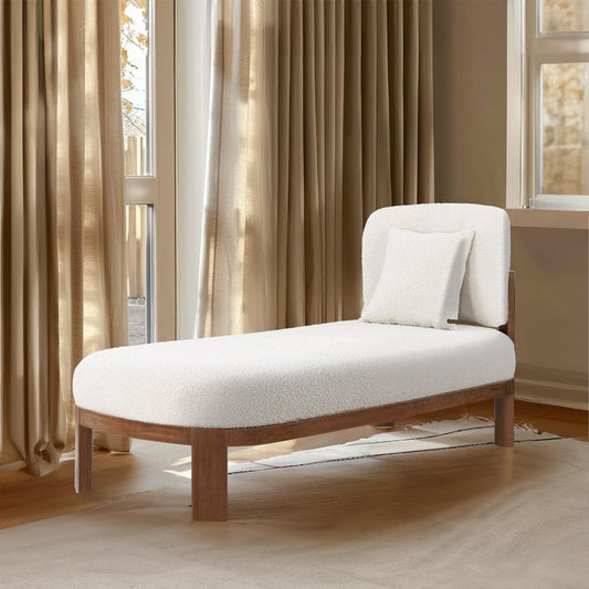 Meridian Furniture - Maybourne Cream Boucle Fabric Chaise/Bench - 22017Cream veiw 2