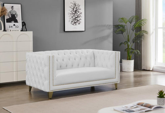 Meridian Furniture - Michelle White Vegan Leather Loveseat - 651White-L veiw 2