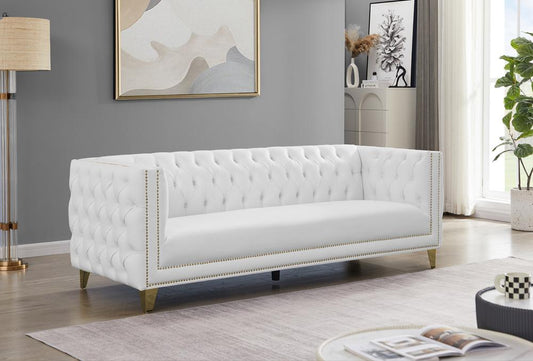 Meridian Furniture - Michelle White Vegan Leather Sofa - 651White-S veiw 2