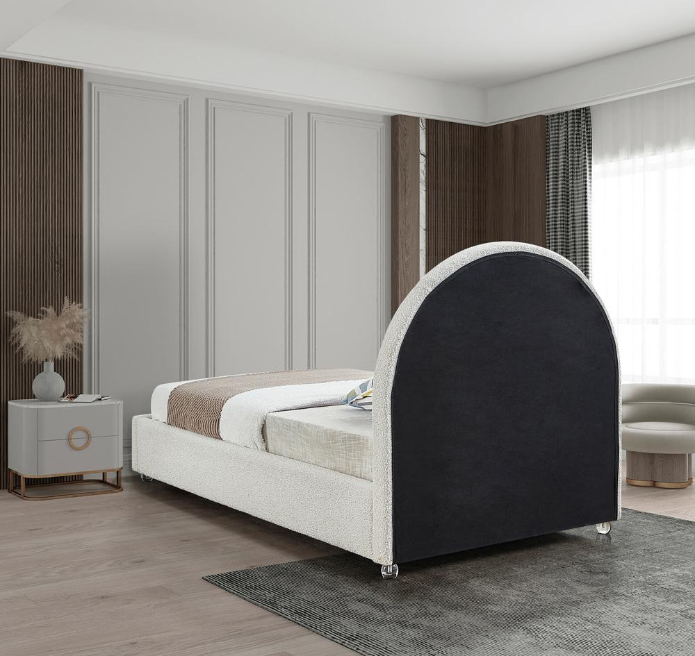 Meridian Furniture - Milo Cream Fabric Twin Bed - MiloCream-T veiw 6