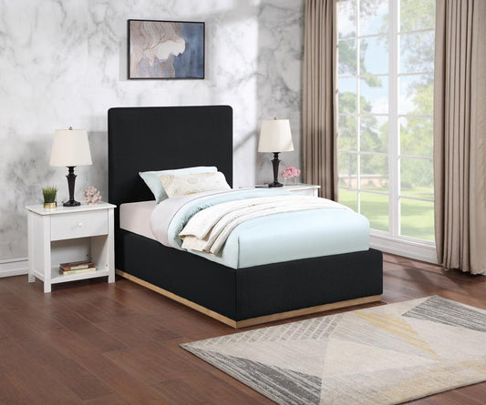 Meridian Furniture - Monaco Black Boucle Fabric Twin Bed - MonacoBlack-T veiw 2