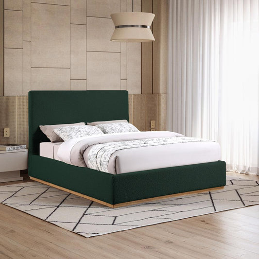 Meridian Furniture - Monaco Green Boucle Fabric Queen Bed - MonacoGreen-Q veiw 2