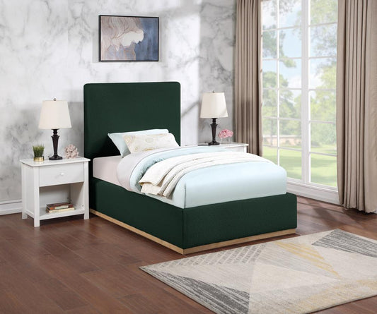 Meridian Furniture - Monaco Green Boucle Fabric Twin Bed - MonacoGreen-T veiw 2