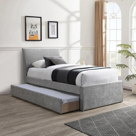 Meridian Furniture - Myles Grey Chenille Fabric Twin Trundle Bed - B1262Grey-T veiw 2
