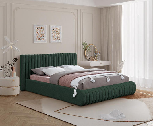 Meridian Furniture - Nash Green Boucle Fabric King Bed - NashGreen-K veiw 2