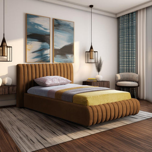 Meridian Furniture - Nico Saddle Velvet Twin Bed - NicoSaddle-T veiw 2