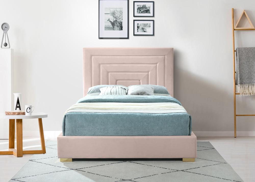 Meridian Furniture - Nora Pink Velvet Full Bed - NoraPink-F veiw 7