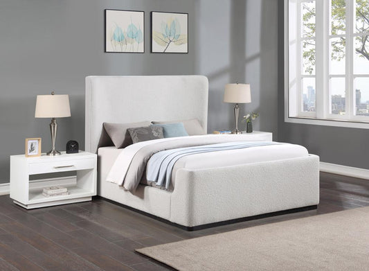Meridian Furniture - Oliver Cream Boucle Fabric Queen Bed - OliverCream-Q veiw 2