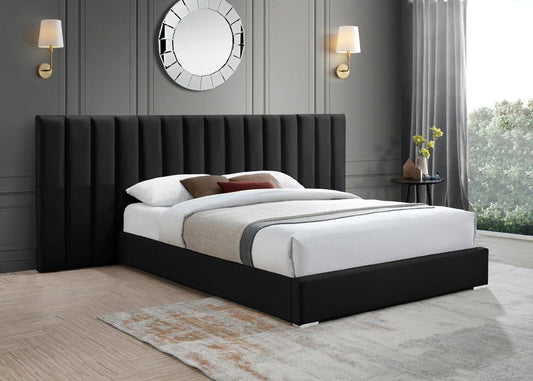 Meridian Furniture - Pablo Black Velvet Queen Bed - PabloBlack-Q veiw 2