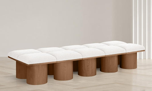 Meridian Furniture - Pavilion Cream Boucle Fabric Bench - 10Pc - 467Cream-10C veiw 2