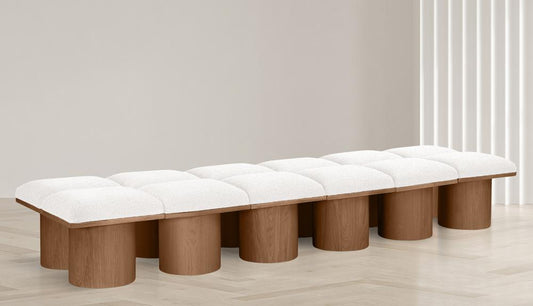 Meridian Furniture - Pavilion Cream Boucle Fabric Bench - 12Pc - 467Cream-12C veiw 2