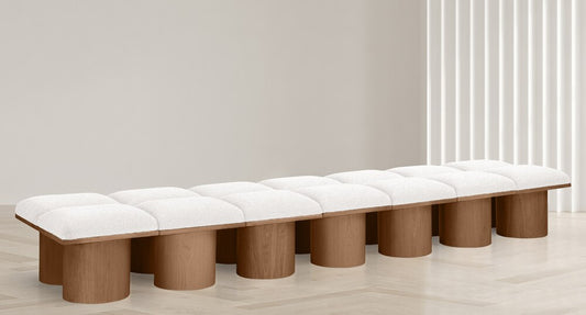 Meridian Furniture - Pavilion Cream Boucle Fabric Bench - 14Pc - 467Cream-14C veiw 2