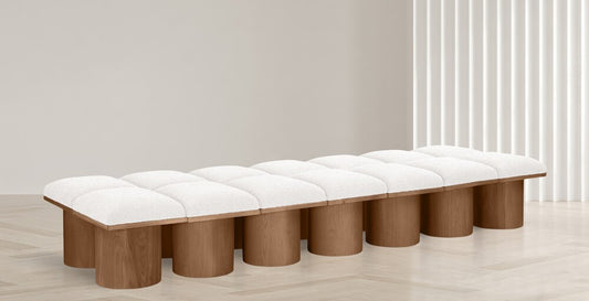 Meridian Furniture - Pavilion Cream Boucle Fabric Bench - 14Pc - 467Cream-14D veiw 2