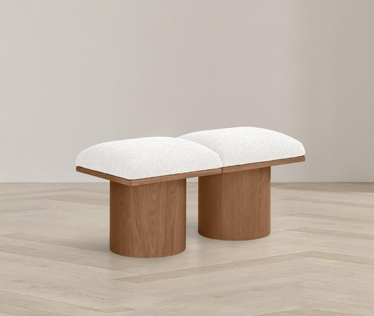 Meridian Furniture - Pavilion Cream Boucle Fabric Bench - 2Pc - 467Cream-2A veiw 2