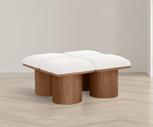 Meridian Furniture - Pavilion Cream Boucle Fabric Bench - 4Pc - 467Cream-4C veiw 2