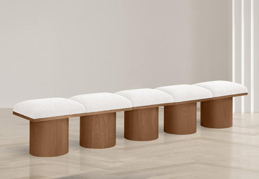 Meridian Furniture - Pavilion Cream Boucle Fabric Bench - 5Pc - 467Cream-5A veiw 2