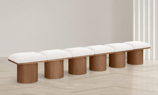 Meridian Furniture - Pavilion Cream Boucle Fabric Bench - 6Pc - 467Cream-6A veiw 2