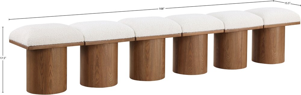 Meridian Furniture - Pavilion Cream Boucle Fabric Bench - 6Pc - 467Cream-6A veiw 7