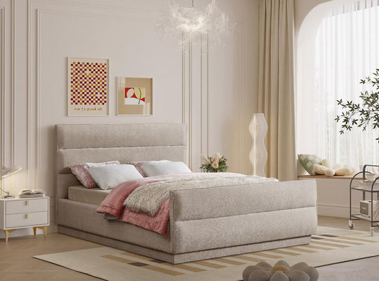 Meridian Furniture - Paxton Beige Chenille Fabric Queen Bed - PaxtonBeige-Q veiw 2