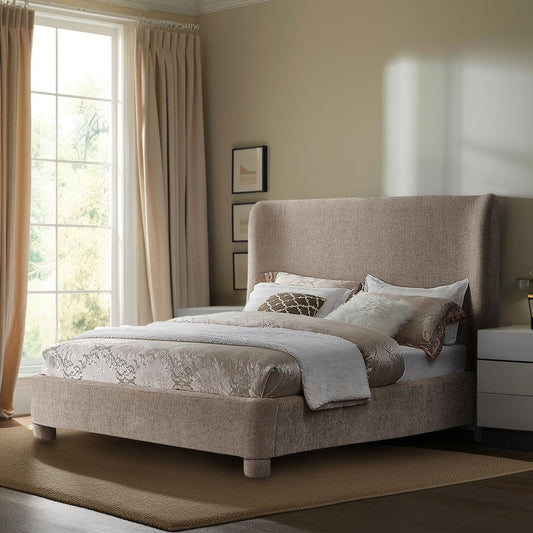 Meridian Furniture - Penny Beige Chenille Fabric Queen Bed - B1207Beige-Q veiw 2