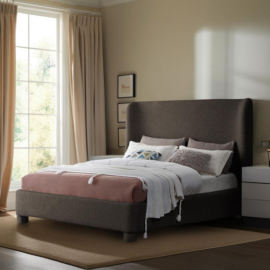 Meridian Furniture - Penny Brown Boucle Fabric Queen Bed - B1206Brown-Q veiw 2