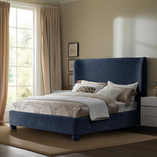 Meridian Furniture - Penny Navy Chenille Fabric Queen Bed - B1207Navy-Q veiw 2