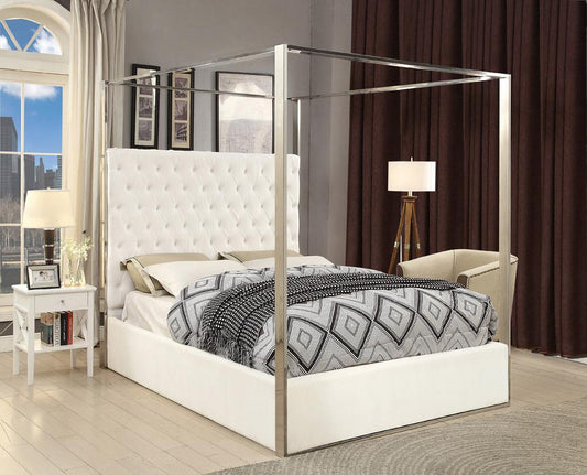 Meridian Furniture - Porter White Velvet King Bed - PorterWhite-K veiw 2