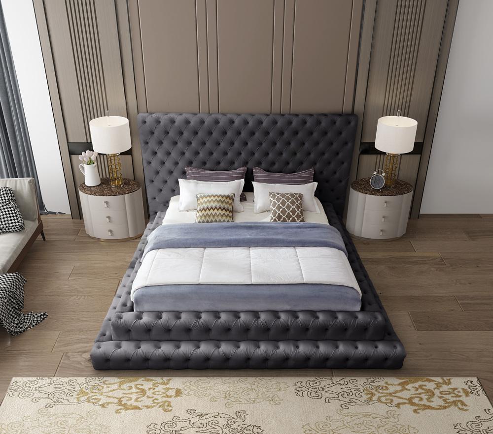 Meridian Furniture - Revel Grey Velvet King Bed - RevelGrey-K veiw 7
