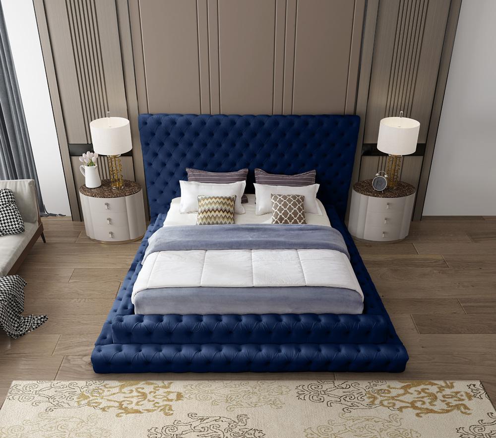 Meridian Furniture - Revel Navy Velvet King Bed - RevelNavy-K veiw 7