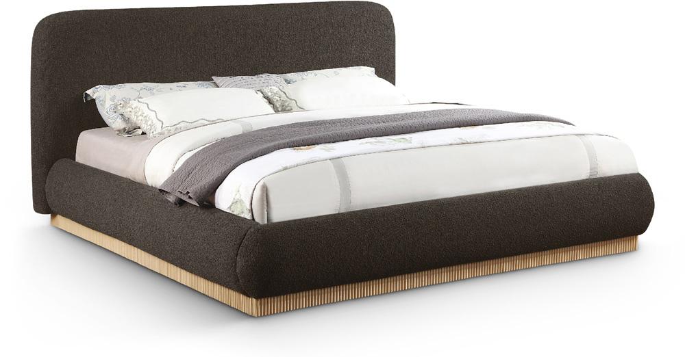 Meridian Furniture - Rigby Brown Boucle Fabric Queen Bed - B1275Brown-Q veiw 1