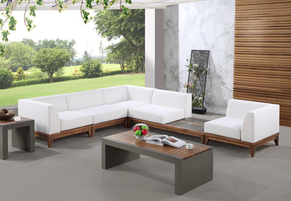 Meridian Furniture - Rio Off White Water Resistant Fabric Outdoor Patio Modular Sectional - 5Pc - 389White-Sec5A veiw 2