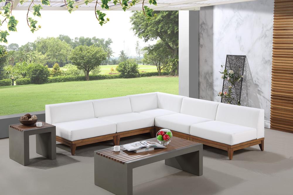 Meridian Furniture - Rio Off White Water Resistant Fabric Outdoor Patio Modular Sectional - 5Pc - 389White-Sec5B veiw 2