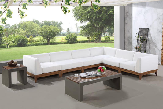 Meridian Furniture - Rio Off White Water Resistant Fabric Outdoor Patio Modular Sectional - 6Pc - 389White-Sec6A veiw 2