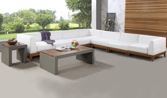 Meridian Furniture - Rio Off White Water Resistant Fabric Outdoor Patio Modular Sectional - 7Pc - 389White-Sec7A veiw 2
