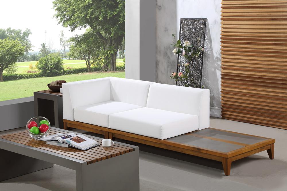 Meridian Furniture - Rio Off White Water Resistant Fabric Outdoor Patio Modular Sofa - 2Pc - 389White-S94 veiw 2