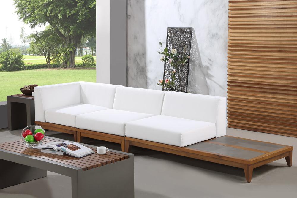 Meridian Furniture - Rio Off White Water Resistant Fabric Outdoor Patio Modular Sofa - 3Pc - 389White-S128 veiw 2