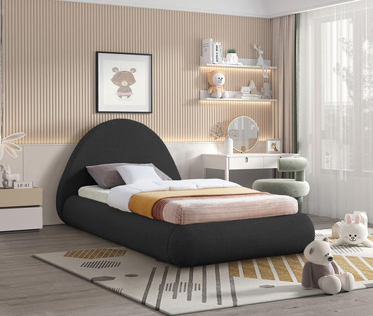 Meridian Furniture - Rudy Black Teddy Fabric Twin Bed - RudyBlack-T veiw 2