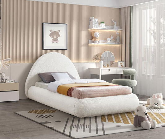 Meridian Furniture - Rudy Cream Teddy Fabric Twin Bed - RudyCream-T veiw 2