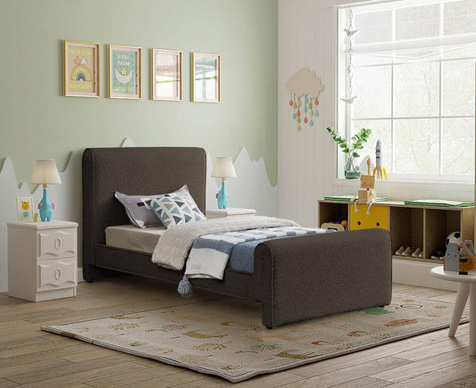 Meridian Furniture - Stylus Brown Boucle Fabric Twin Bed - StylusBrown-T veiw 2