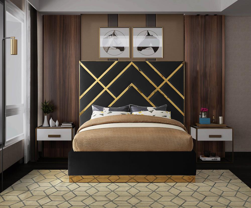 Meridian Furniture - Vector Black Velvet King Bed - VectorBlack-K veiw 4
