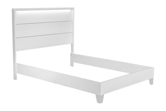 MODERNhome - Bianca Queen Bed with LED, High Gloss White w/Artic Fronts view 2
