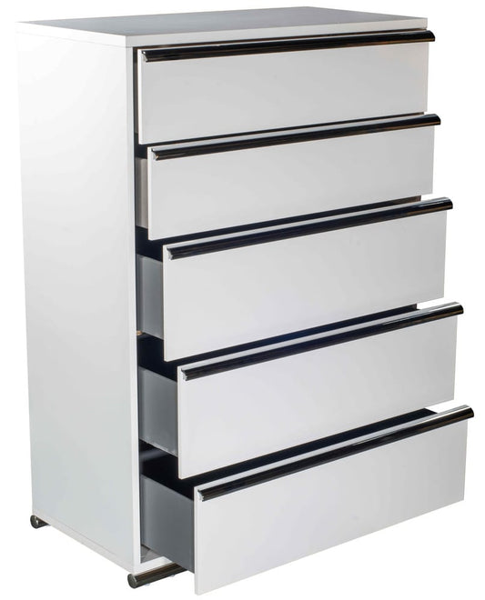 MODERNhome - Metallica 5 Drawer Chest, White Gloss - LC2TC5DC view 2