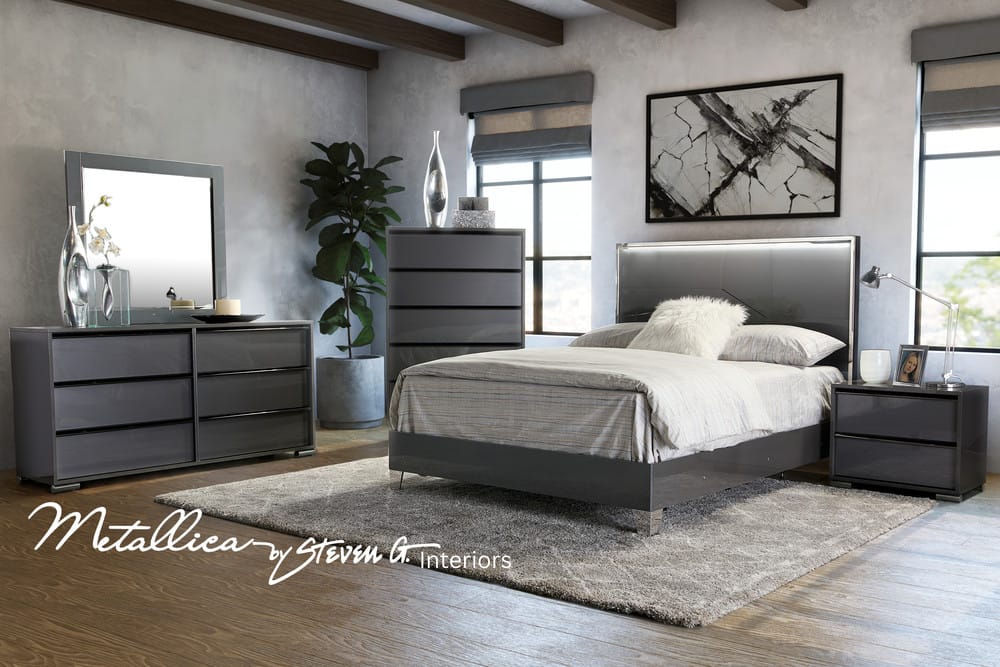 MODERNhome - Metallica King Bed with LED, Platinum view 4