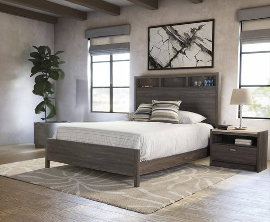 MODERNhome - Regina Night Table, Tobak Ash/Stone Tops - EV5TCNTB view 2