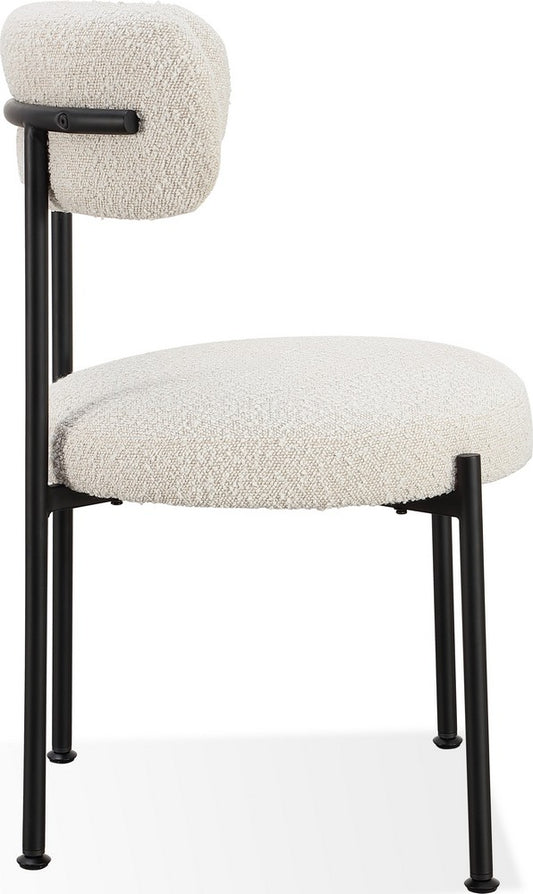Modus Furniture - Aere Boucle Upholstered Metal Leg Dining Chair in Ivory and Black - MZEZ63_1 view 2