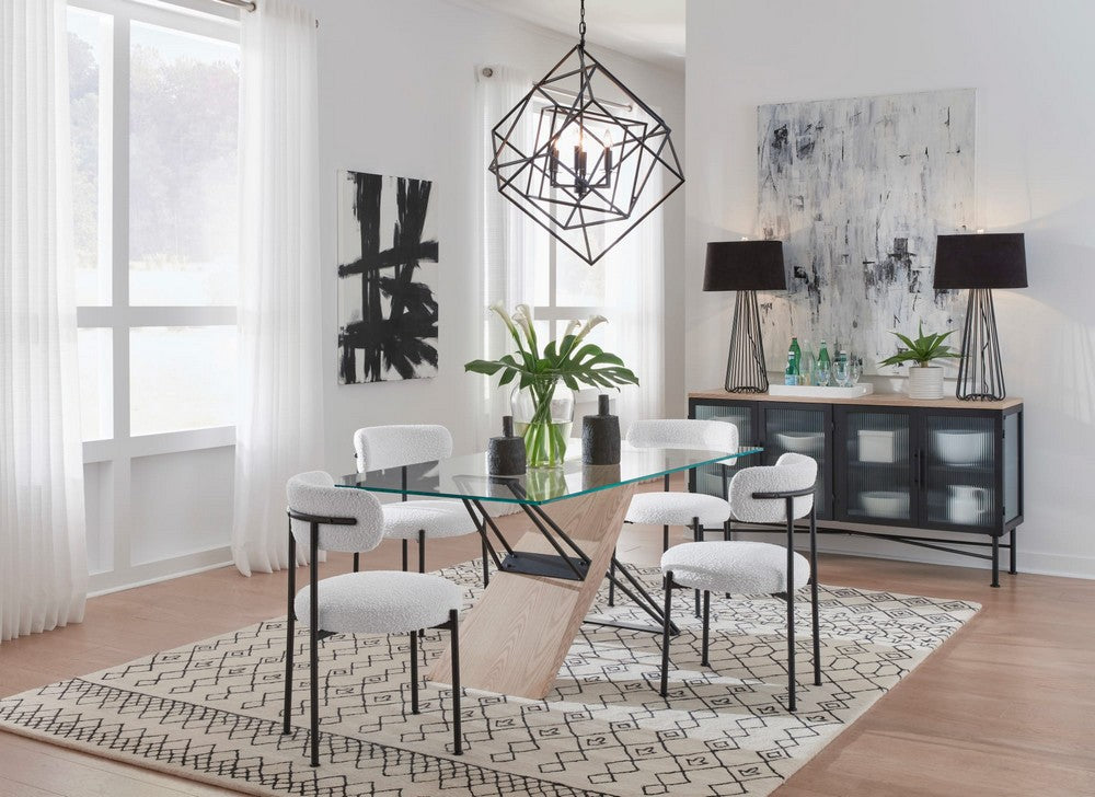 Modus Furniture - Aere Boucle Upholstered Metal Leg Dining Chair in Ivory and Black Set of 2 - MZEZ63_2 view 8