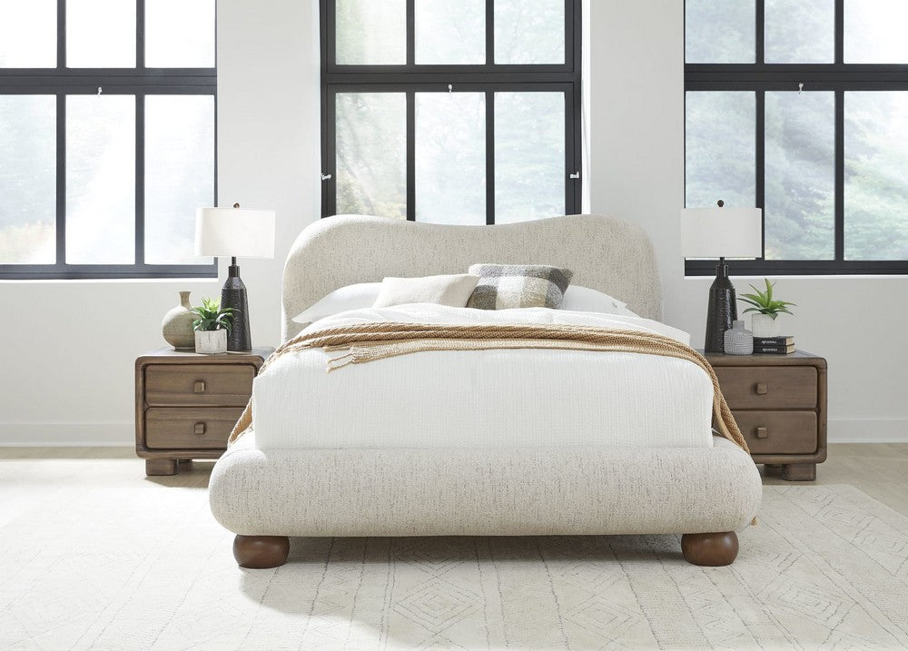 Modus Furniture - Afra King-size Chenille Upholstered Wood Leg Platform Bed in Chinchilla - UVFWT7 view 6
