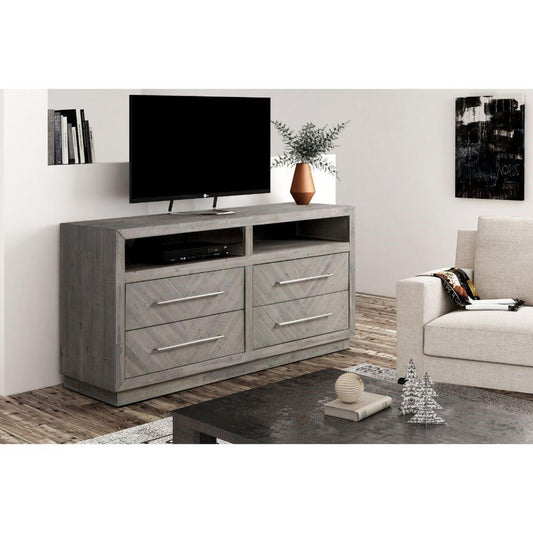 Modus Furniture - Alexandra Solid Wood 64in Media Console in Rustic Latte - 5RS32632 veiw 2