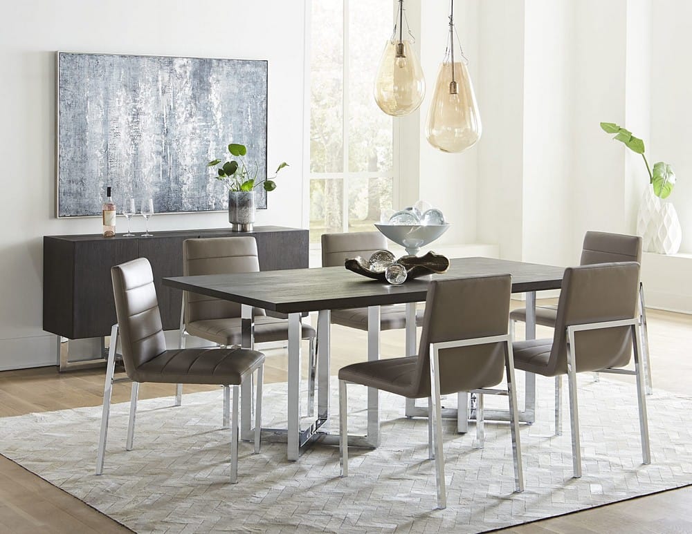 Modus Furniture - Amalfi Metal Back Chair in Taupe Leather Set of 2 - 1AE266M_2 view 3